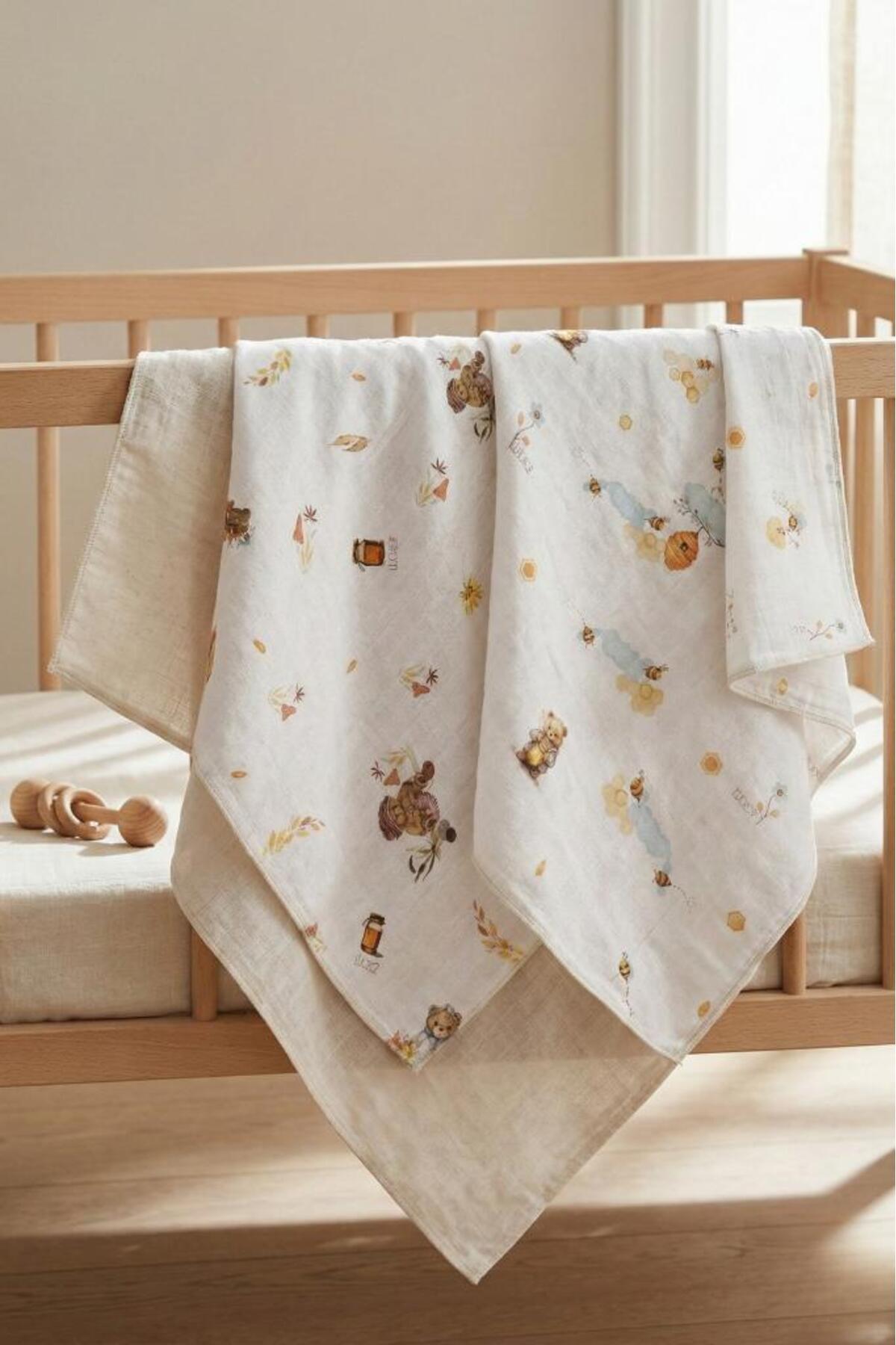 LUCKKA Little Organic's | 3’lü %100 Organik Pamuk Müslin Örtü - Battaniye Seti 75x80 cm | Oeko-tex | Gots - fotoğrafı 6 (önizleme)