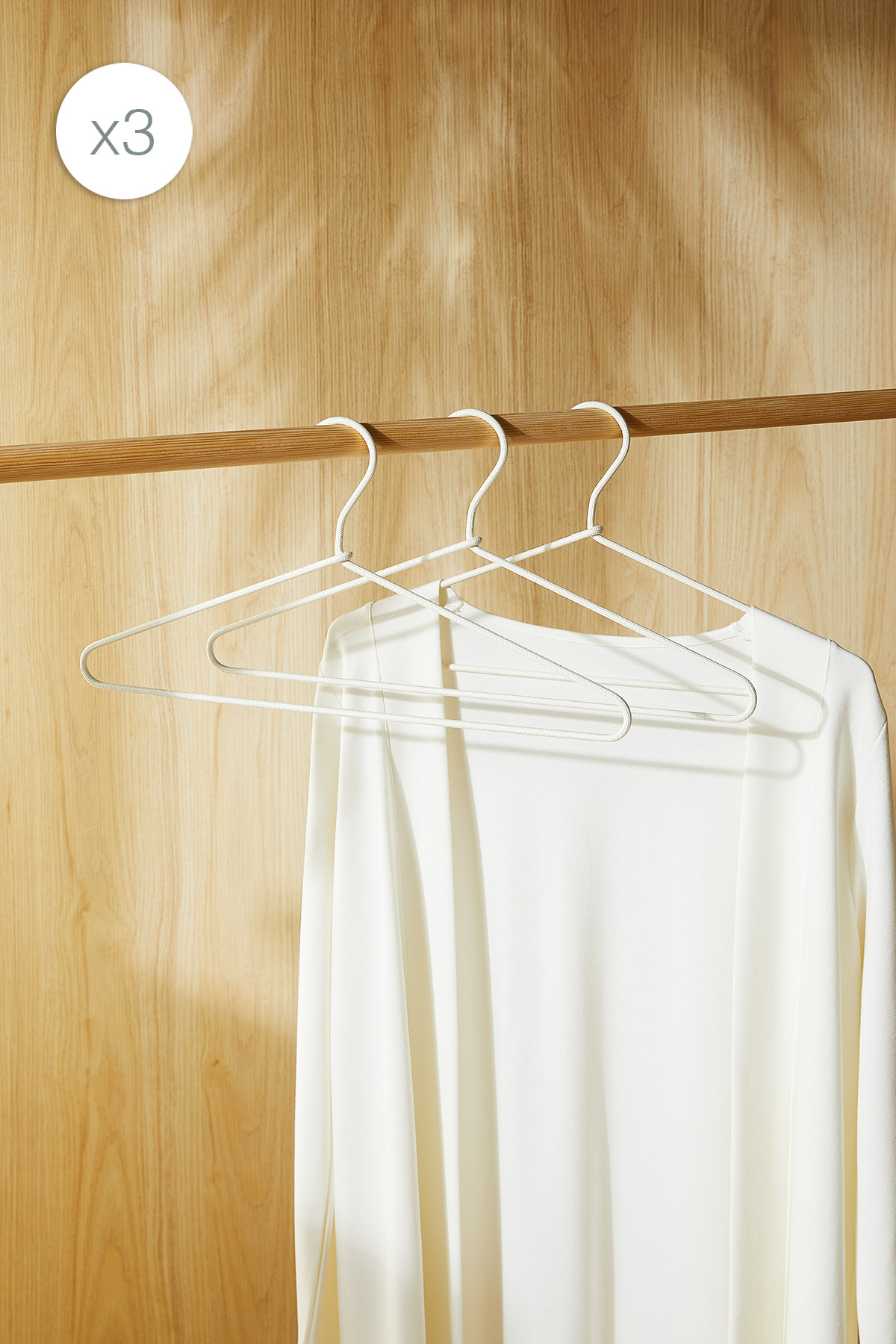 3 Pieces Ecru Color Fabric Coated Metal Clothing Hanger, Clothes Hanger 21.5x42x0.5