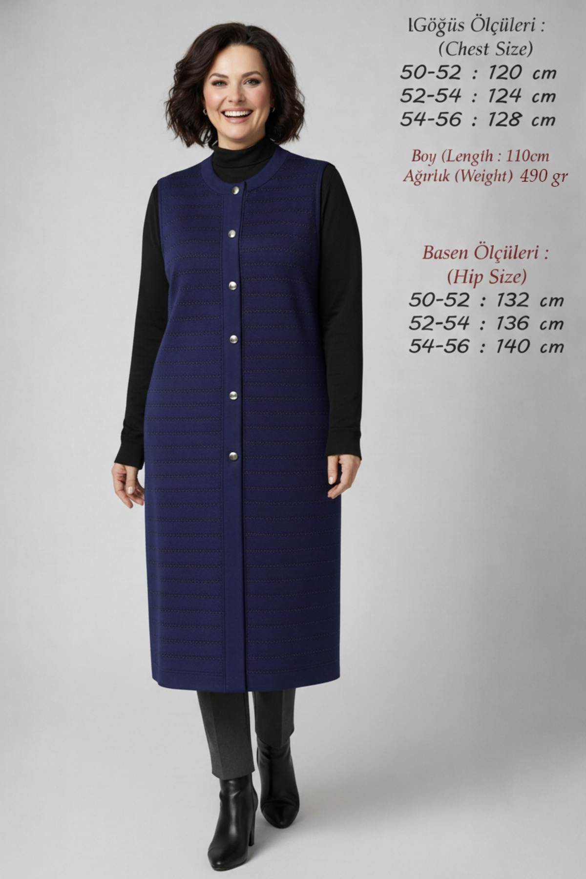 Women's Knitwear Seasonal Spring Glitter Modest Cap Plus Size Long Mercerized Mother Navy Blue Vest