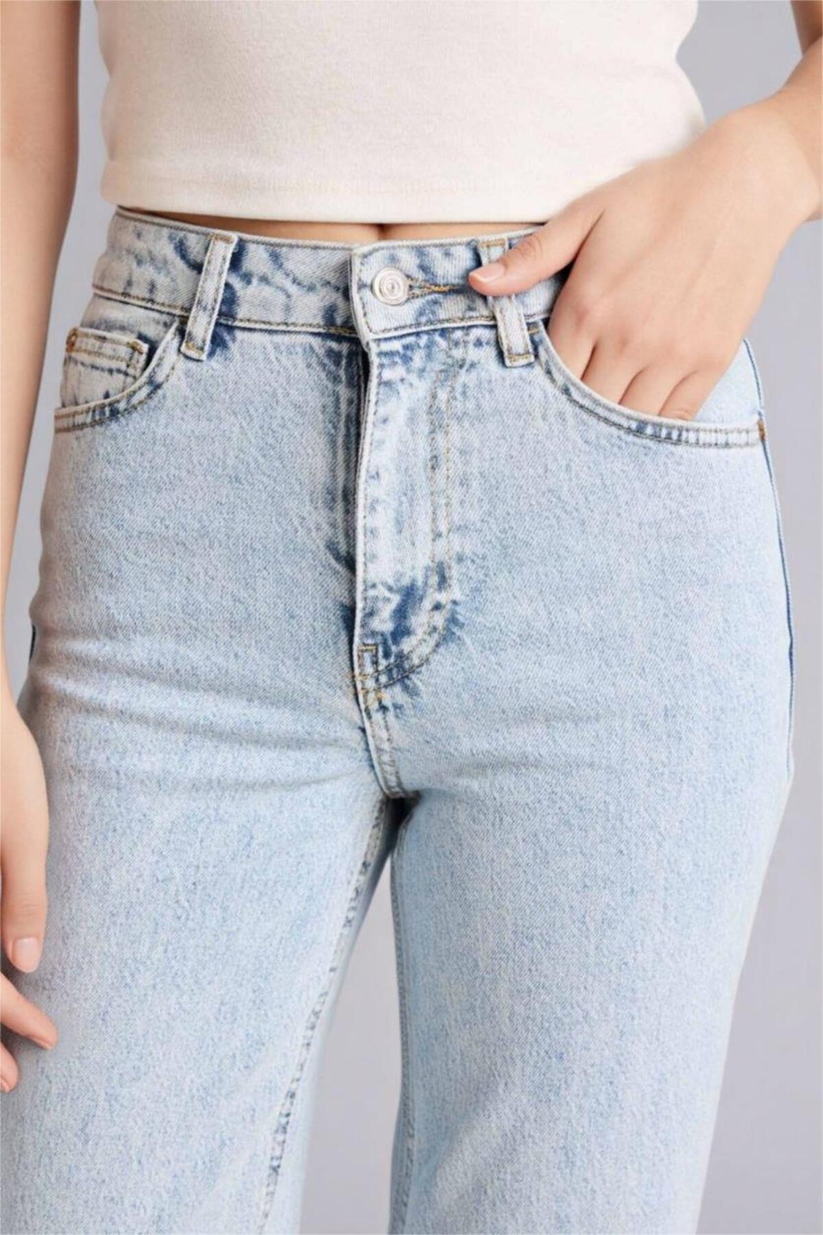 Defacto  Comfort Straıght Yüksek Bel Bilek Boy Jean Yıkamalı Pantolon (26 SP) - Görsel 4