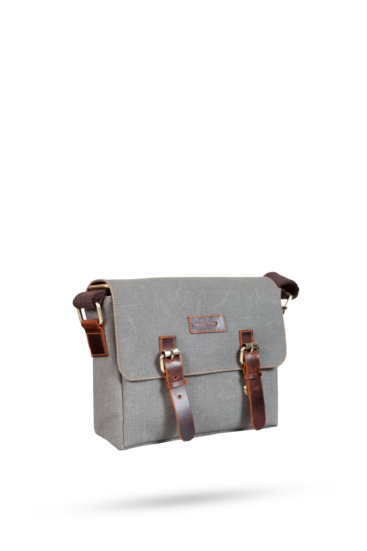 Gillario Design 01 Kanvas - Deri Gri Postacı Çanta görsel 2