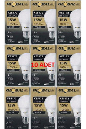 Global 15 Watt Led Ampul (Beyaz) 6500K (10ADET)