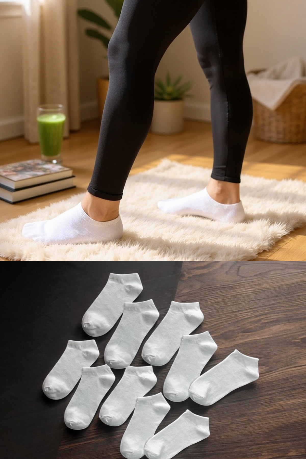 Women Men 12-Pack Cotton Plain White Booties Socks Set Comfortable Breathable