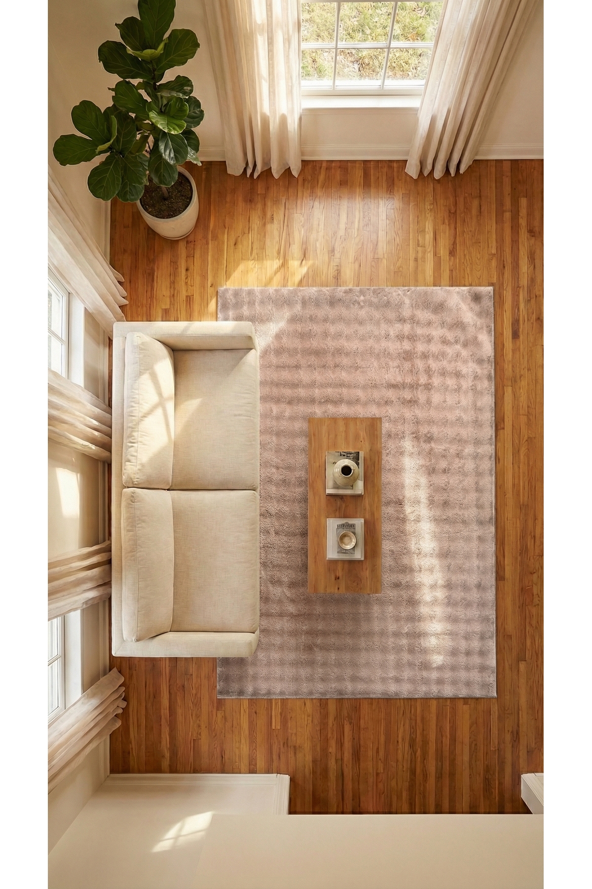 Puffy Bubble Beige Plush Carpet and Runner | Extra Soft, Non-Spill Carpet with Non-Slip Base