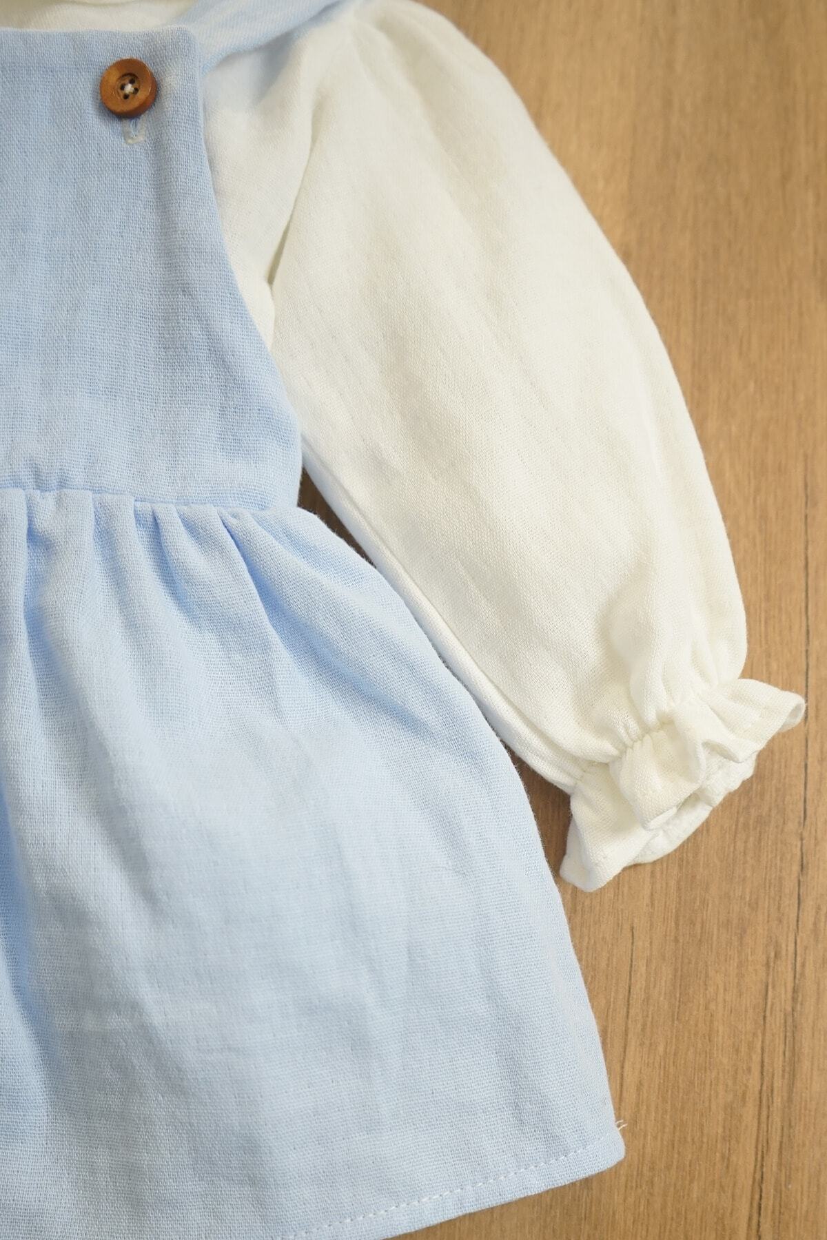 ipek atlas Kız Bebek Ve Çocuk Elbisesi Müslin Kumaş Üçlü Takım fotoğrafı 4 (önizleme)