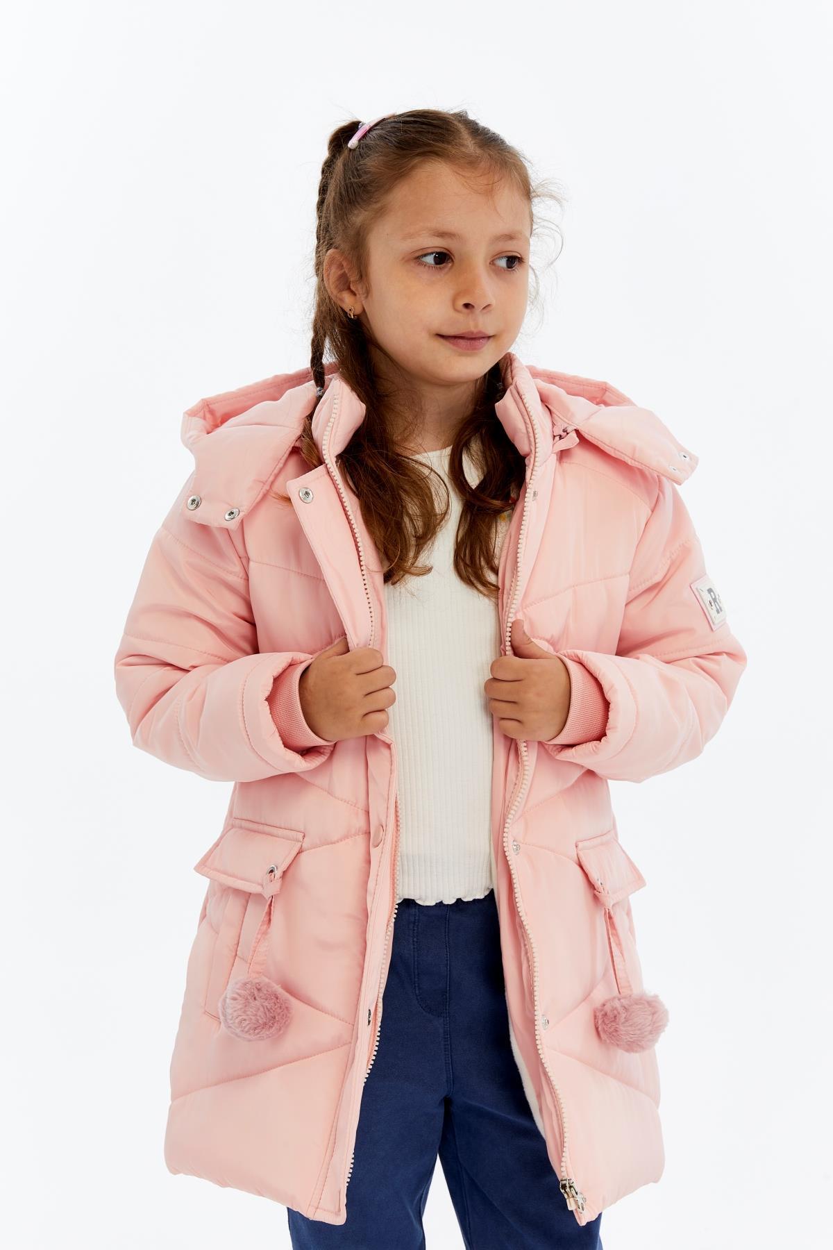 Benittokids Kapüşonlu Kışlık Ponpon Detaylı Kız Çocuk Kaban 51354 fotoğrafı 3 (önizleme)