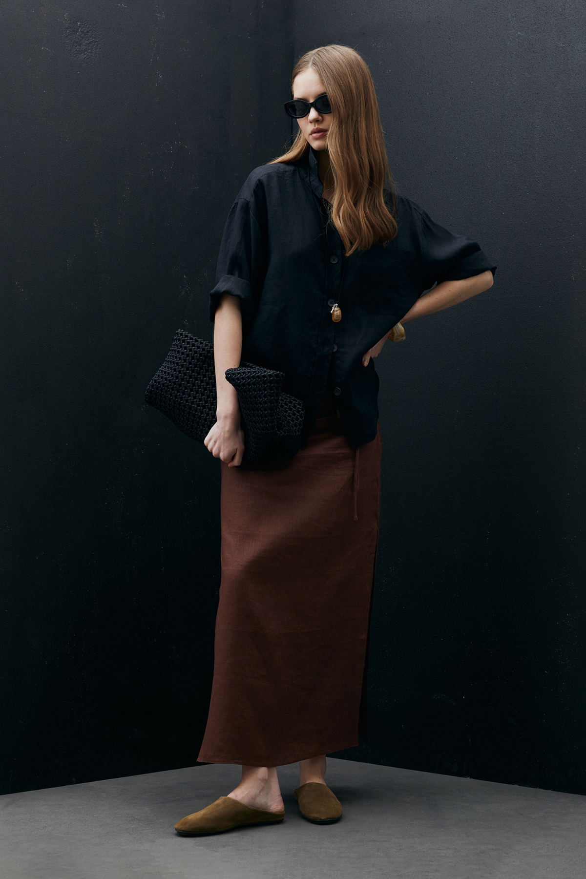 Lufian  Born Kadın Keten Gömlek Siyah - Görsel 4