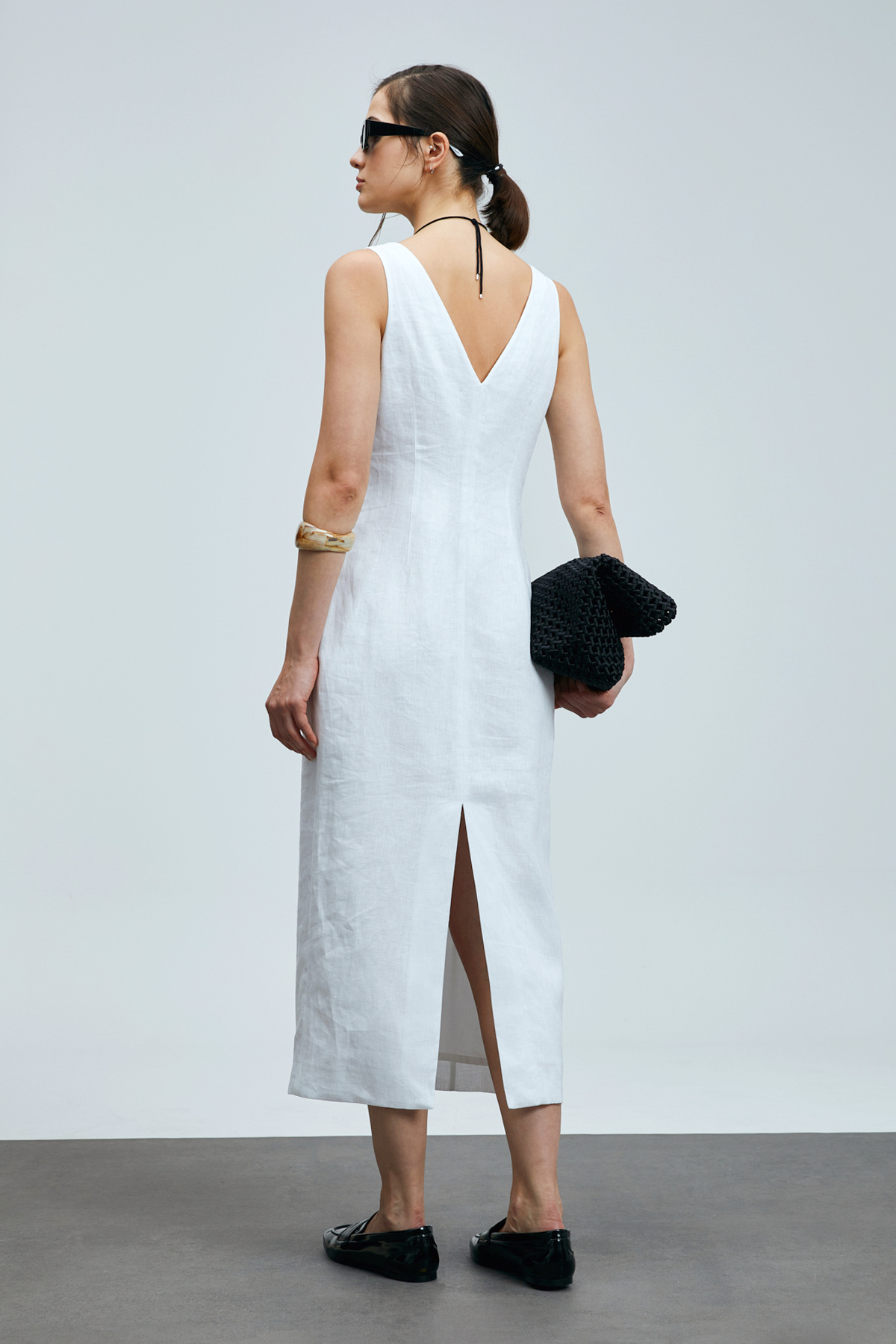 Lufian  Honey Kadın Kolsuz Keten Elbise Beyaz - Görsel 7