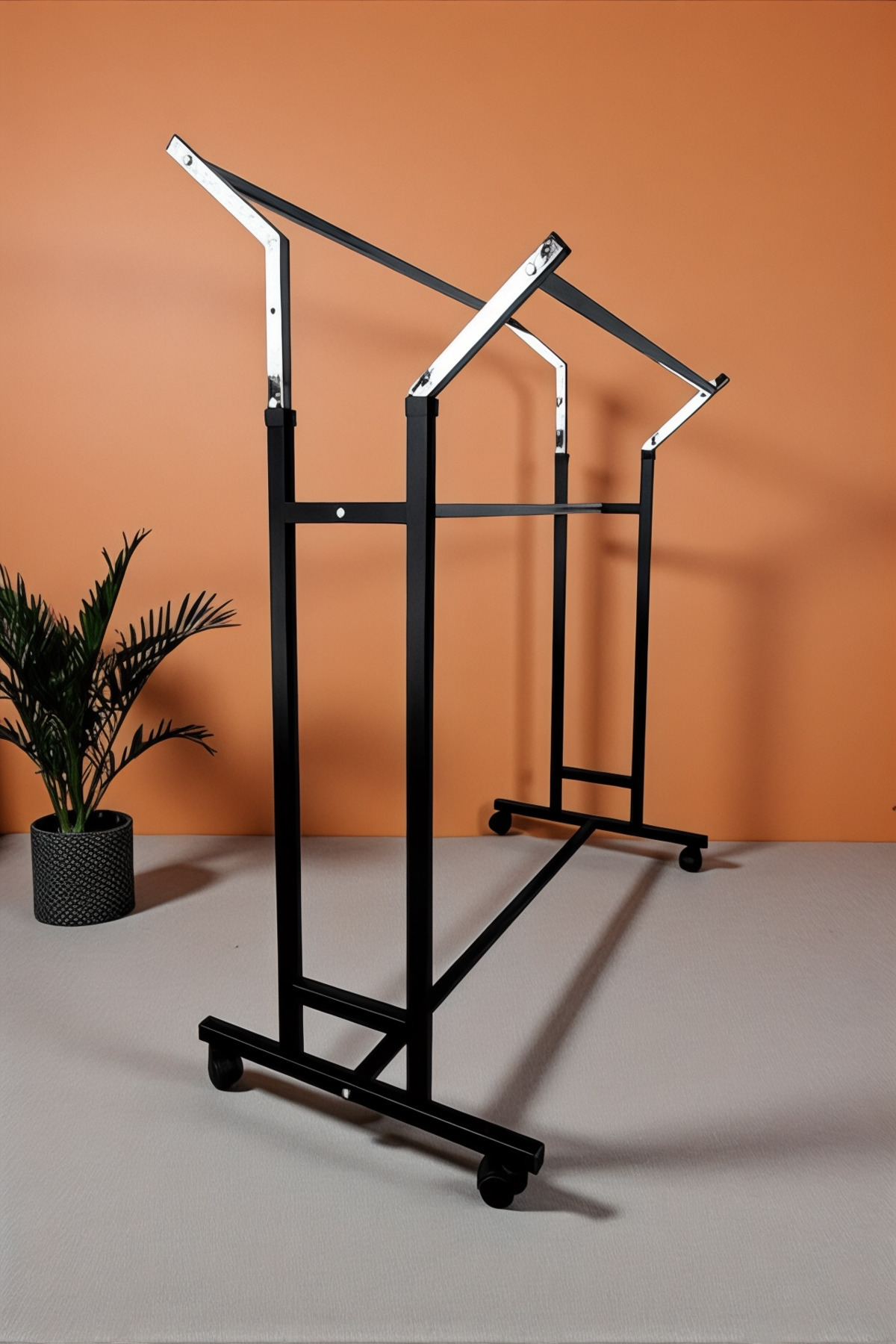 V Adjustable Hanger Adjustable Chrome Clothes and Clothes Hanger Wheeled Store Hanger