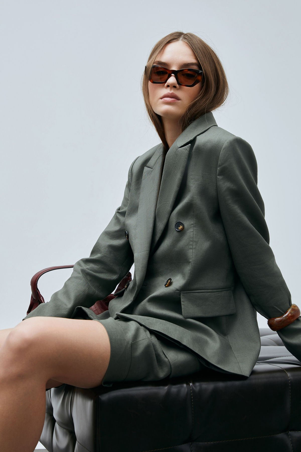 Lufian  Mıreler Kadın Keten Ceket Haki - Görsel 3