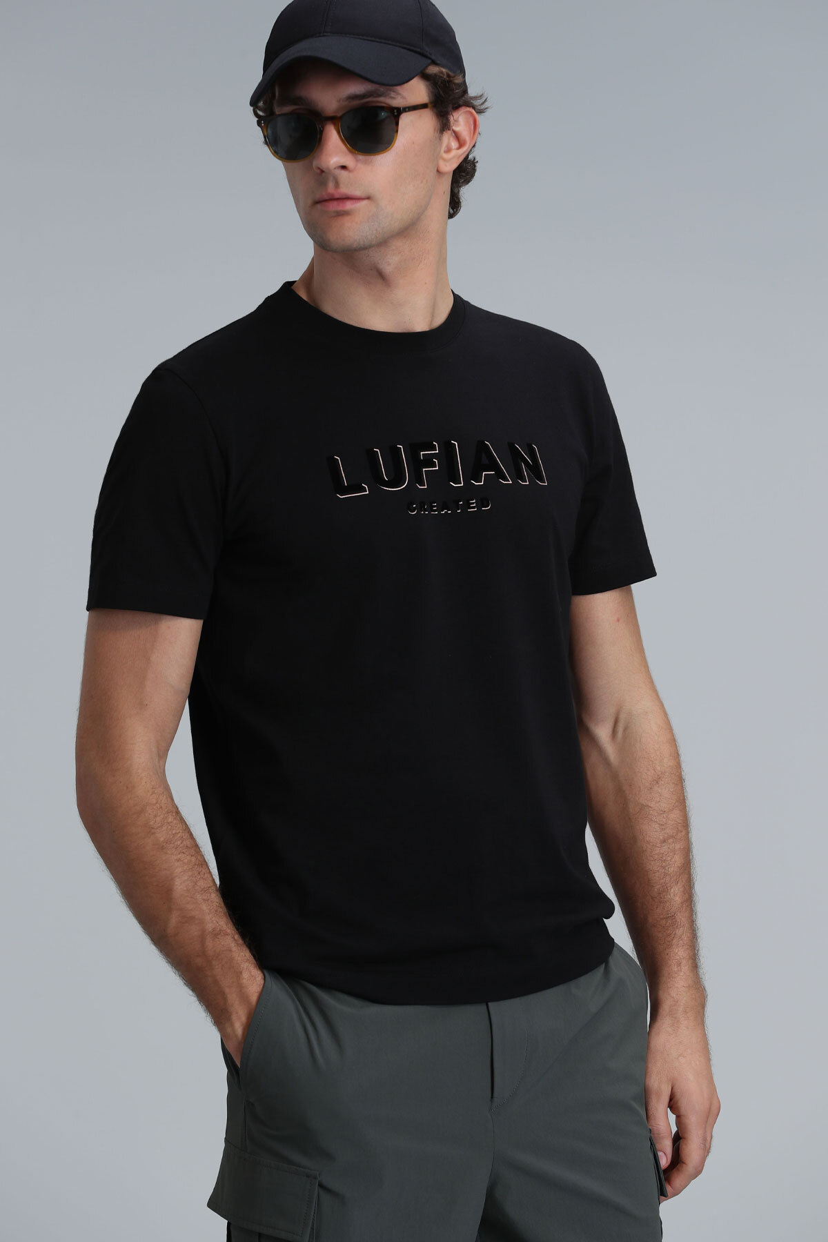 Lufian  Gold Modern Grafik T- Shirt Siyah - Görsel 3