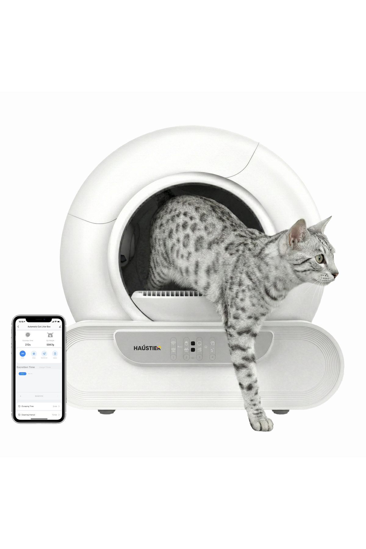 Haustier MSP08 Akıllı Otomatik Kedi Tuvaleti, APP ile Uzaktan Kontrol ...
