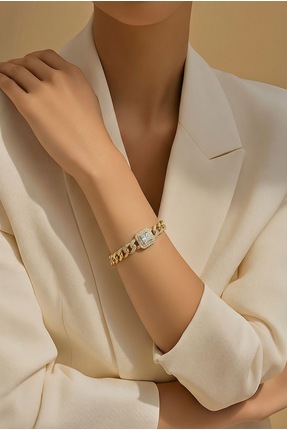 MERVAN TAKI Zirkon Taşlı Altın Rengi Xuping Çelik Bileklik