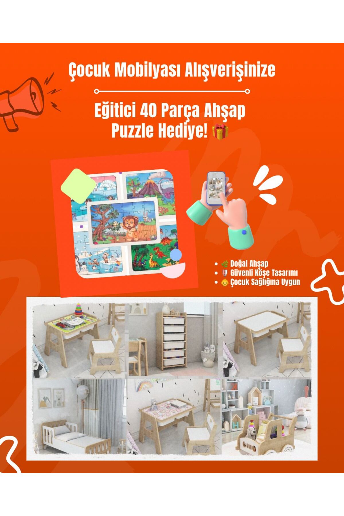 Jest Dekor Konsept Somfy Montessori Ahşap Bebek Yatağı/Çocuk Yatağı/ Demonte /60 cm x 120 cm fotoğrafı 2 (önizleme)