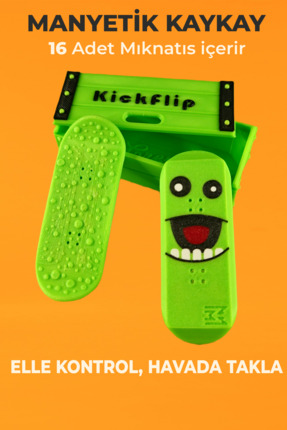 Creva Kickflip Mıknatıslı Kaykay Stres Oyuncağı- Turşu (KUTULU)