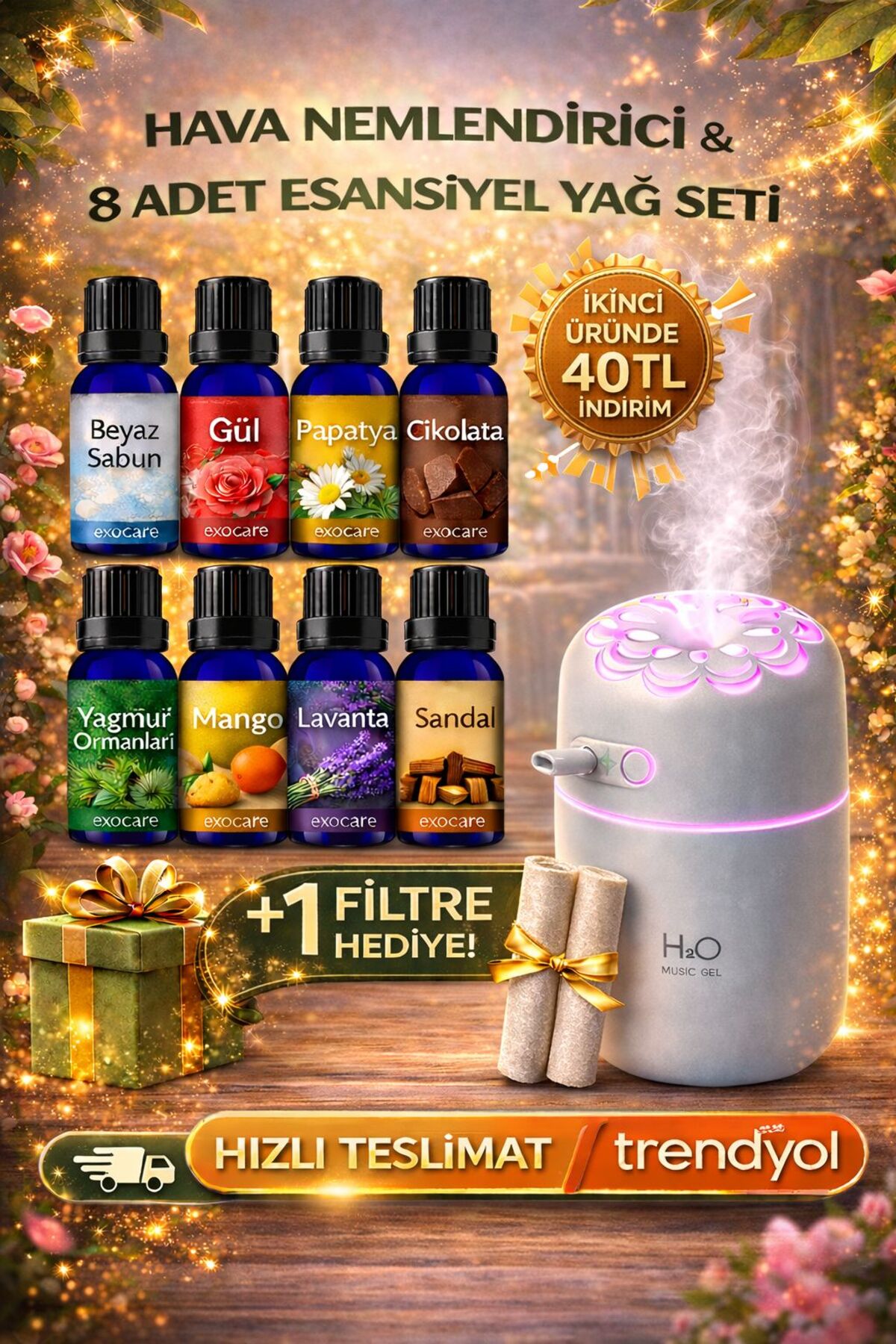 8 pieces of FRAGRANCE +1 filter GIFT AIR HUMIDIFIER H2O 250 ml