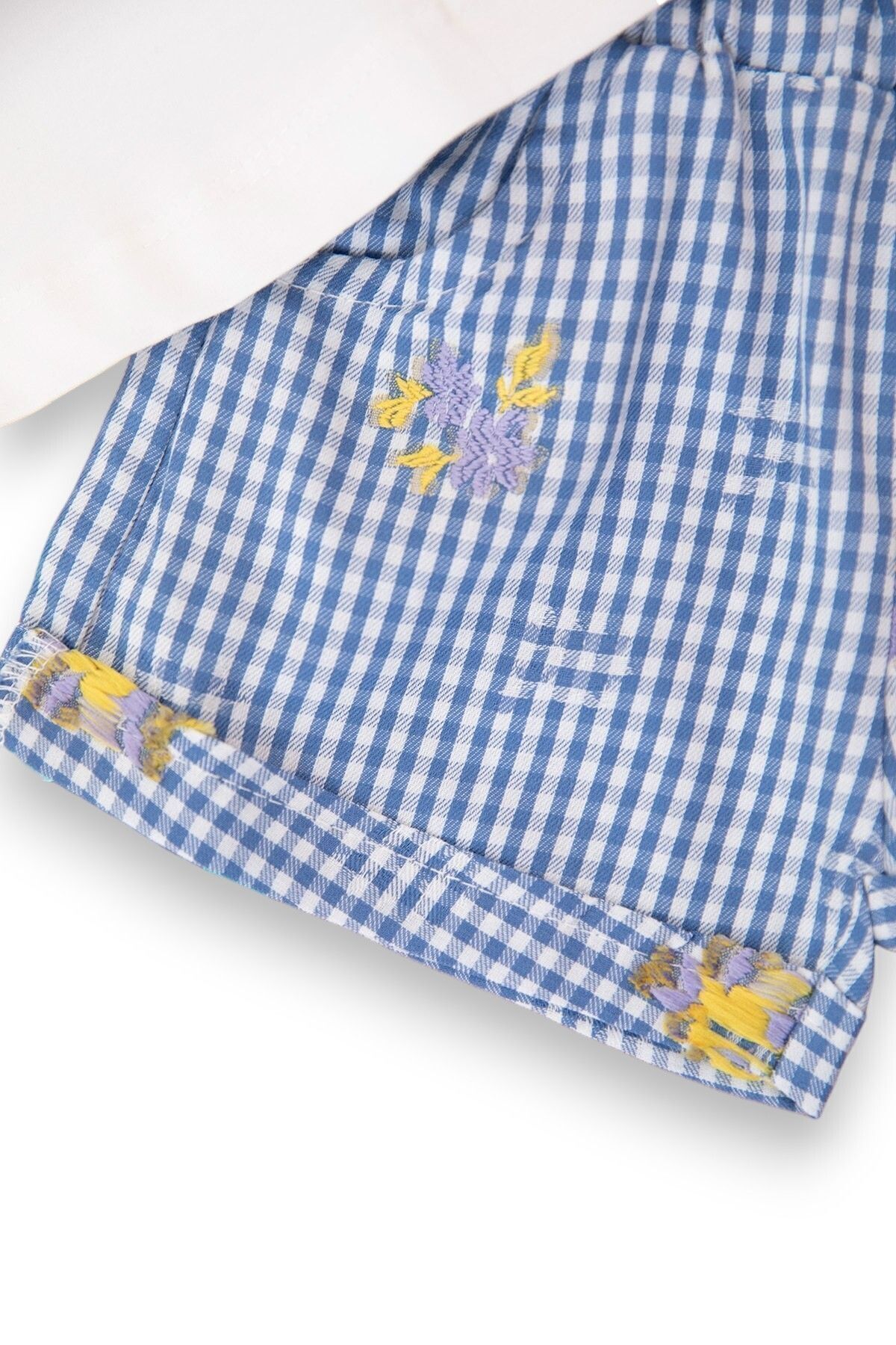 Ege Bebek Kız Çocuk Yazlık Çiçek Baskılı Sıfır Kol Viskon Gömlek Yaka Viskon Bluz Ve Kemerli Şort Takımı fotoğrafı 7 (önizleme)