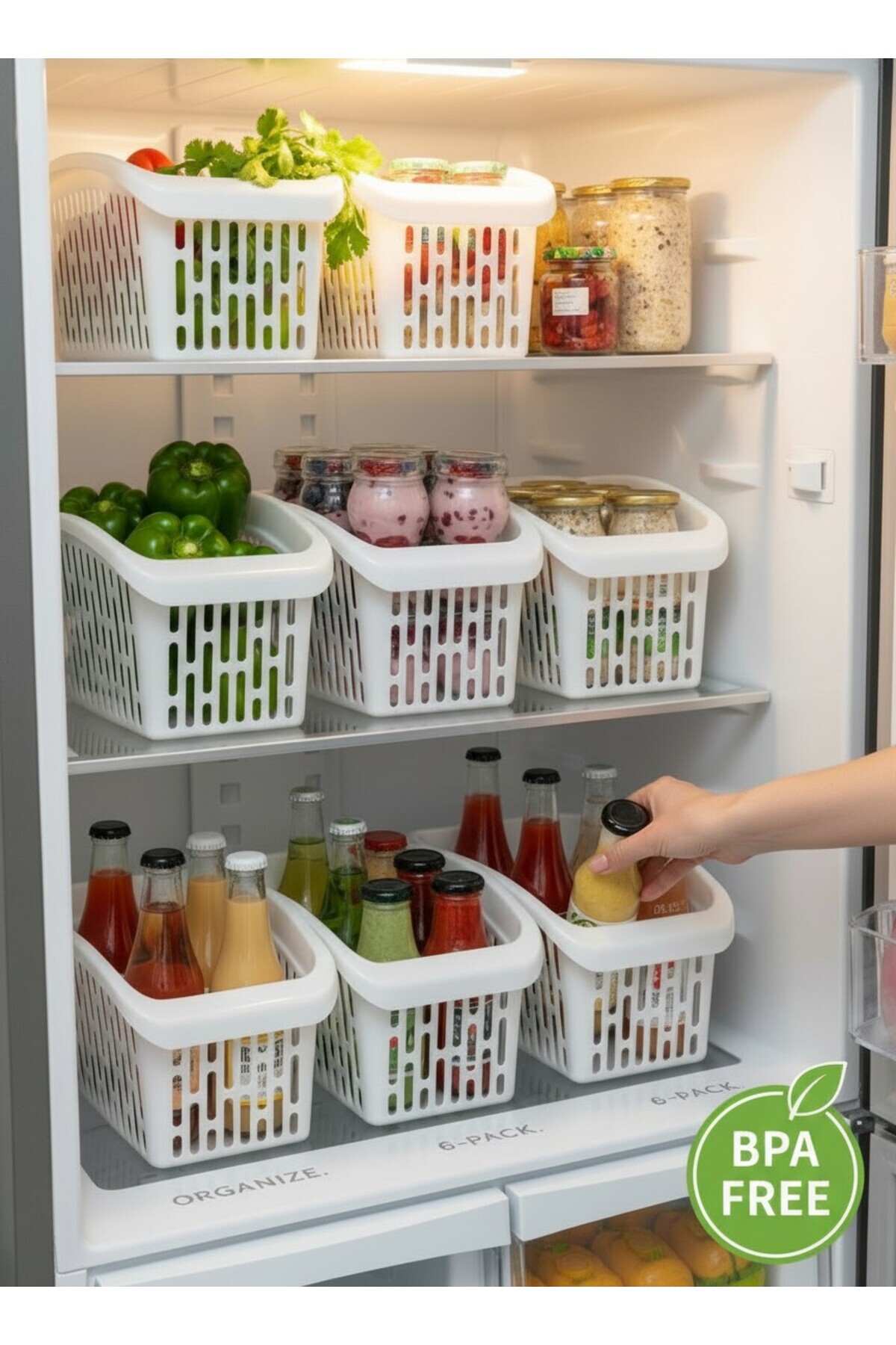 6 قطع منظم للثلاجة، سلة فواكه نباتية، منظم للمطبخ...
