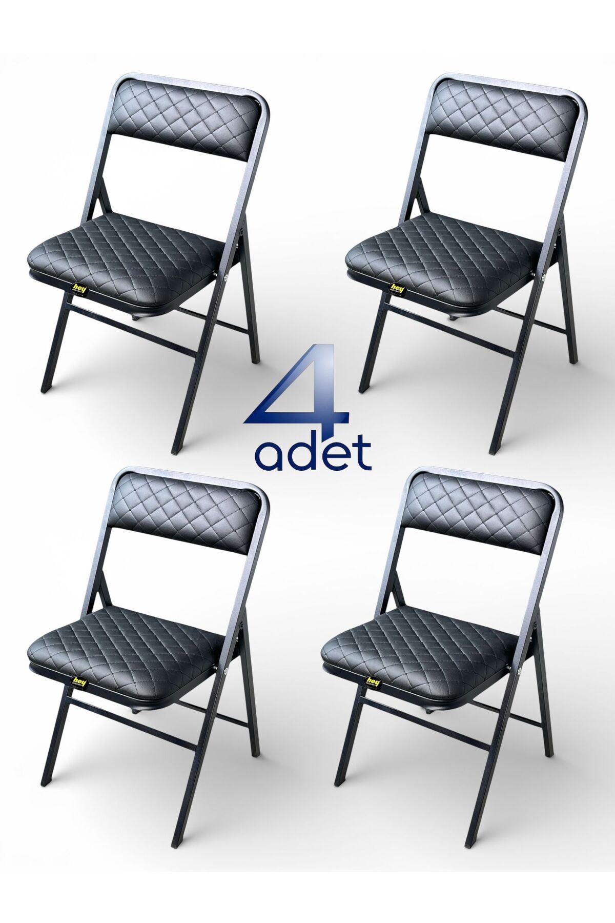 Folding Camping Chair Picnic Chair Black Leather Baklava 4pcs