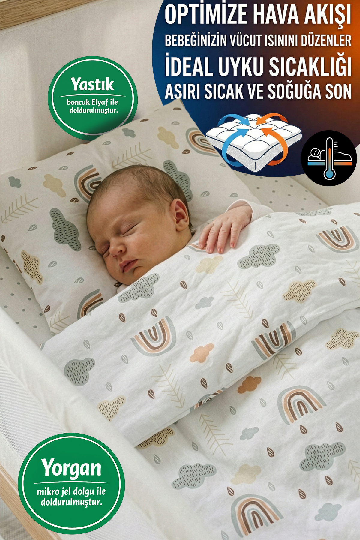 Yada Baby %100 Pamuklu Kumaştan Bebek Park Beşik 5 Parça Yorgan Ve Nevresim Takımı (70 X 120 CM) fotoğrafı 2 (önizleme)