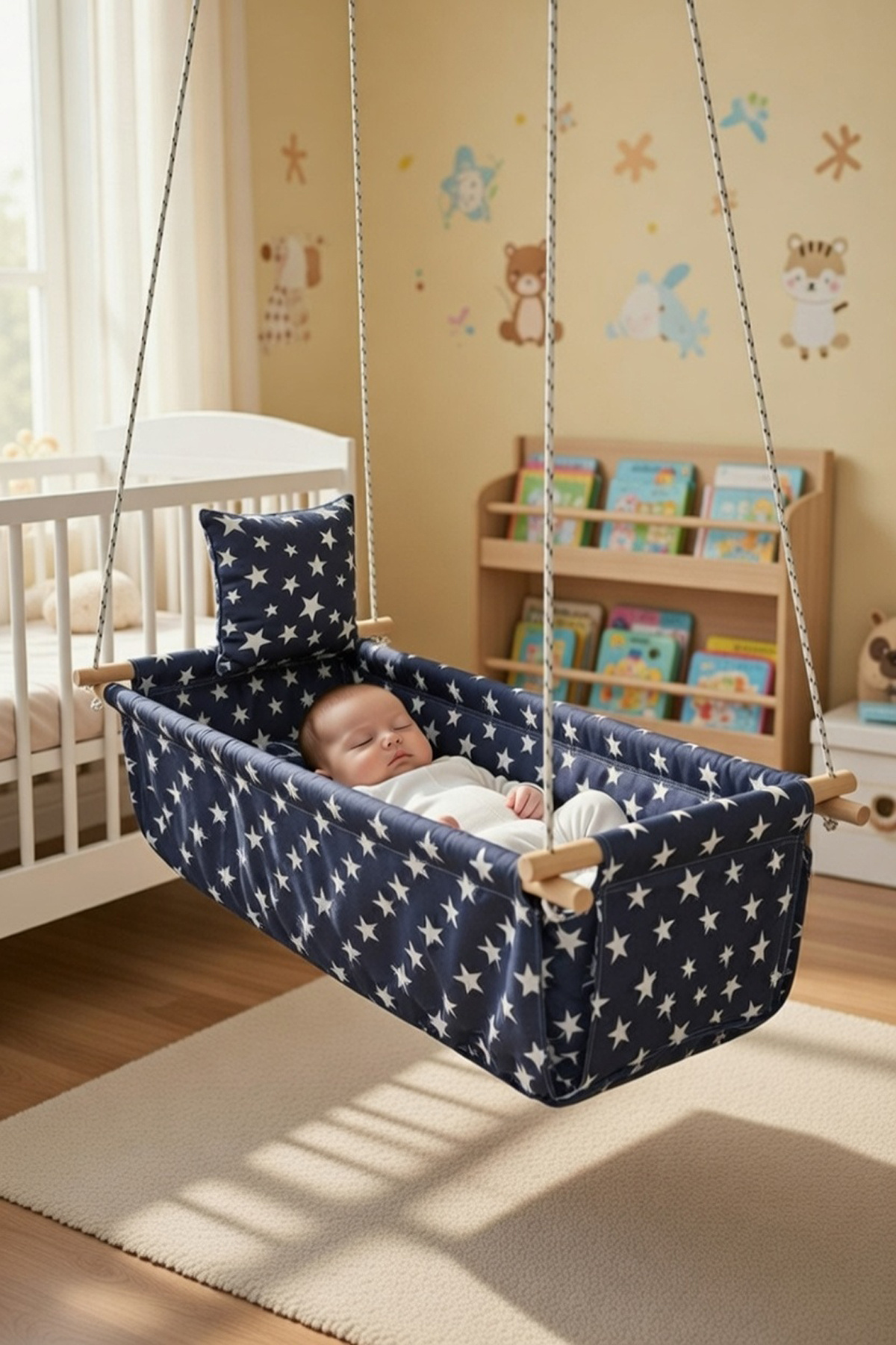 Bundeba Bebek Çocuk Çingene Beşiği LACİVERT YILDIZLI fotoğrafı 3 (önizleme)