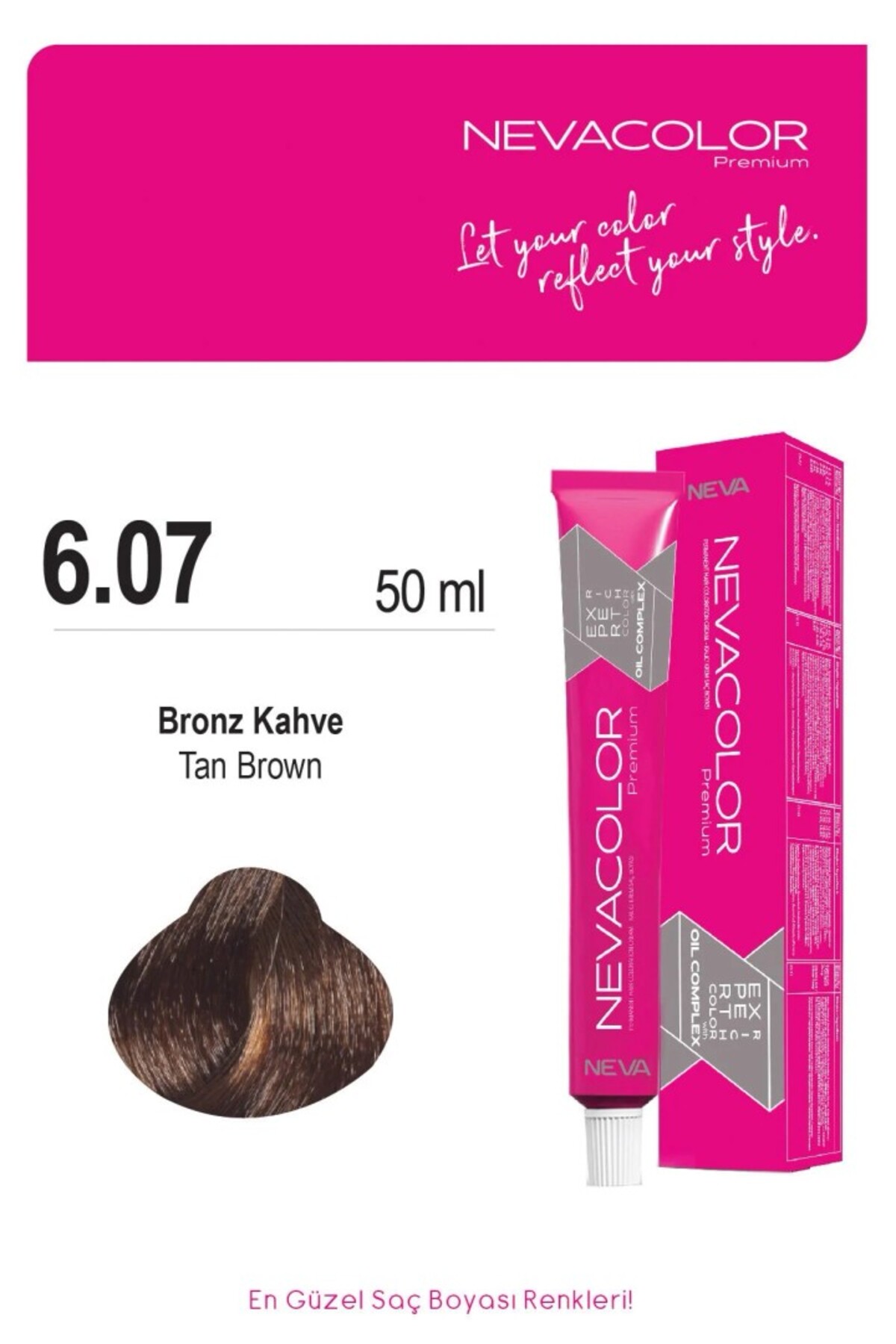 nuance7番 Nevacolor Premium 6.07 BRONZ KAHVE Kalıcı Krem Saç Boyası 50ml