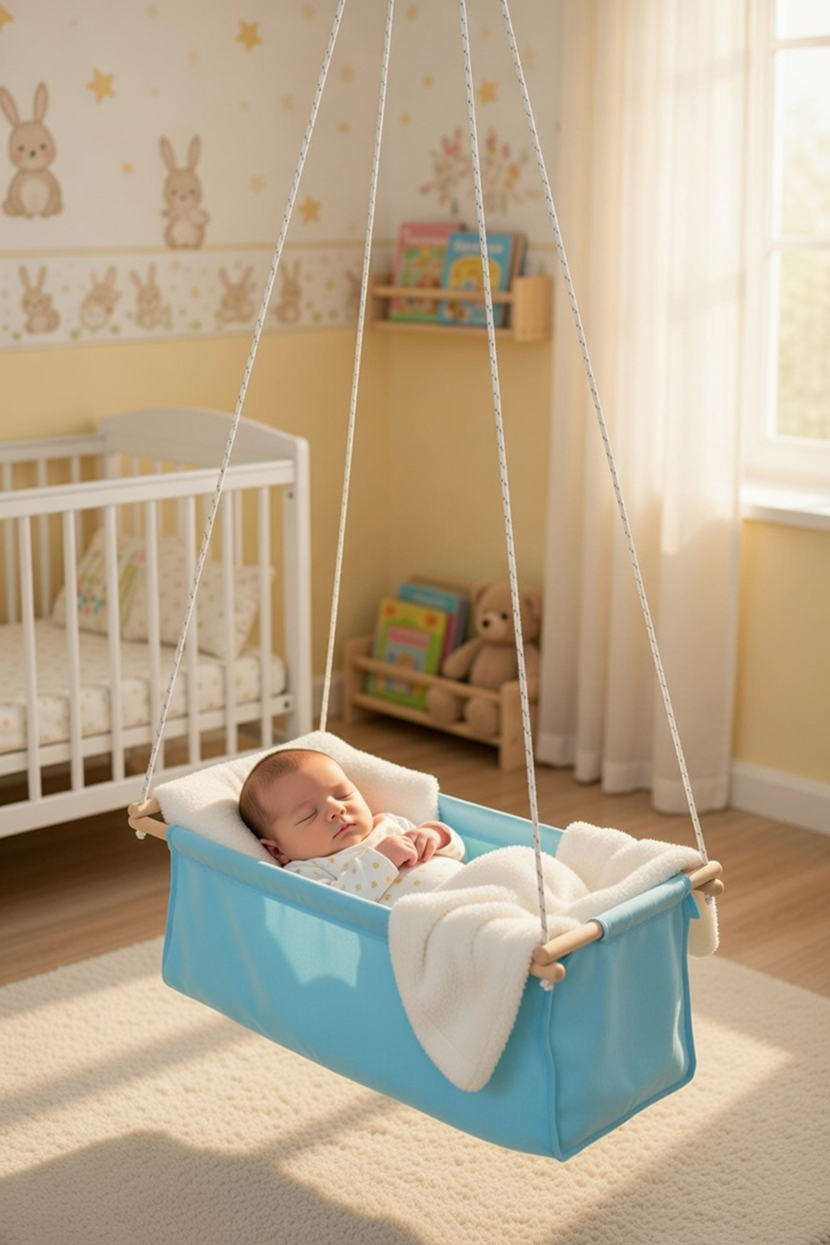 Bundeba Sally Mavi Hamak Beşik Bebek Hamağı Çingene Salıncağı Beşiği Kamp Piknik Oda Salon Bahçe Salıncak fotoğrafı 2 (önizleme)