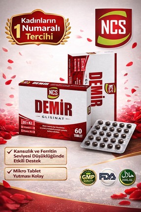 Ncs Demir Glisinat Vitamin C 60 Tablet Vitamin D3 K2 Folik Asit Complex Bisgl...