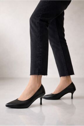 Saracshoes Gerçek Deri Kadın Topuklu Ayakkbı Siyah Cool