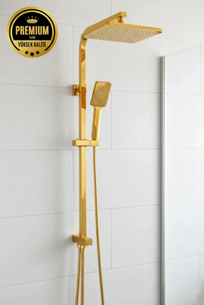 banyonatural Altın Gold Tepe Yağmurlama Kirec Kırıcılı Toro Duş Seti Pirinç Y...