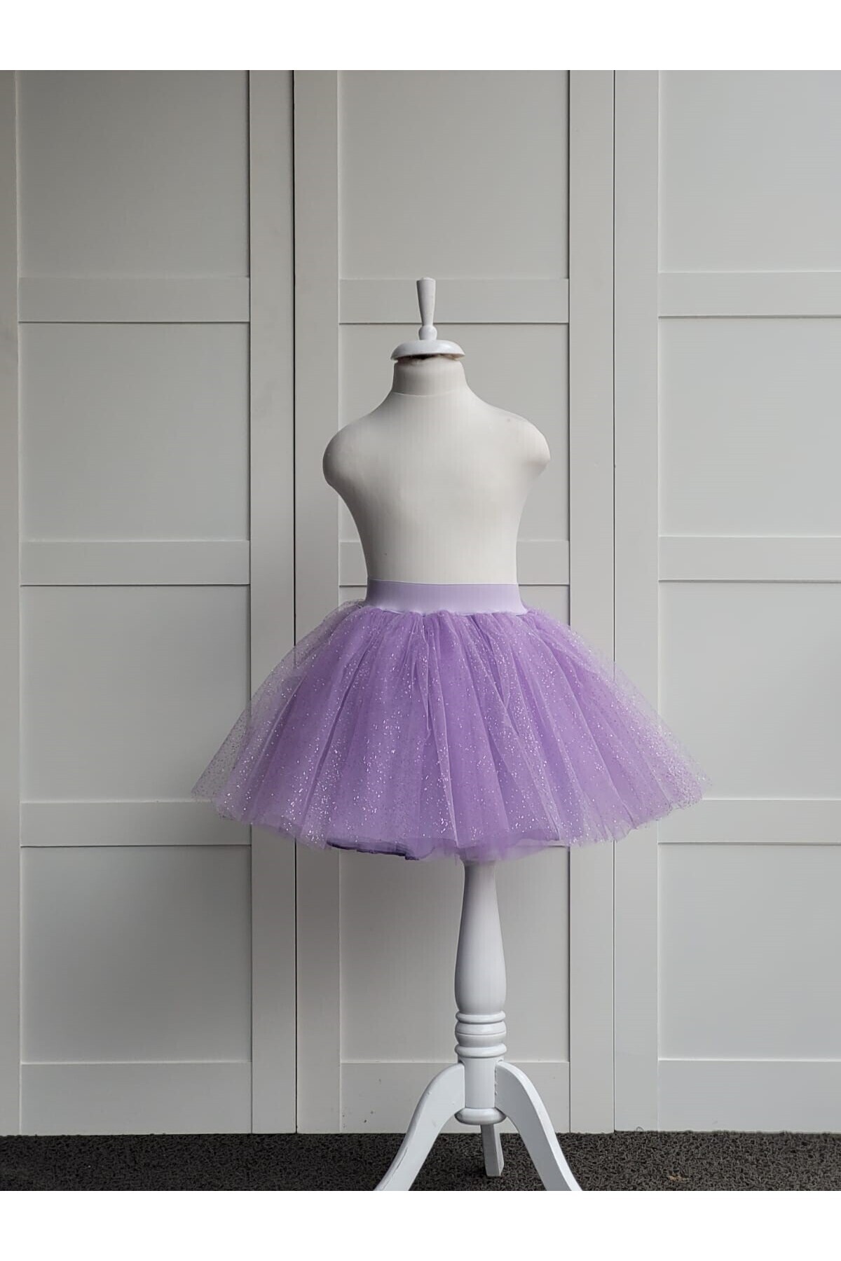 Handmade  Kız Çocuk Lila Renk Simli Tütü Etek - Görsel 3