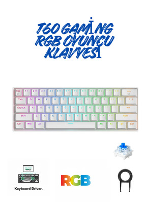 ATAsoft T60 Beyaz Mavi Switch Klavye Kablolu Gaming Driverli Oyuncu Klavyesi ...