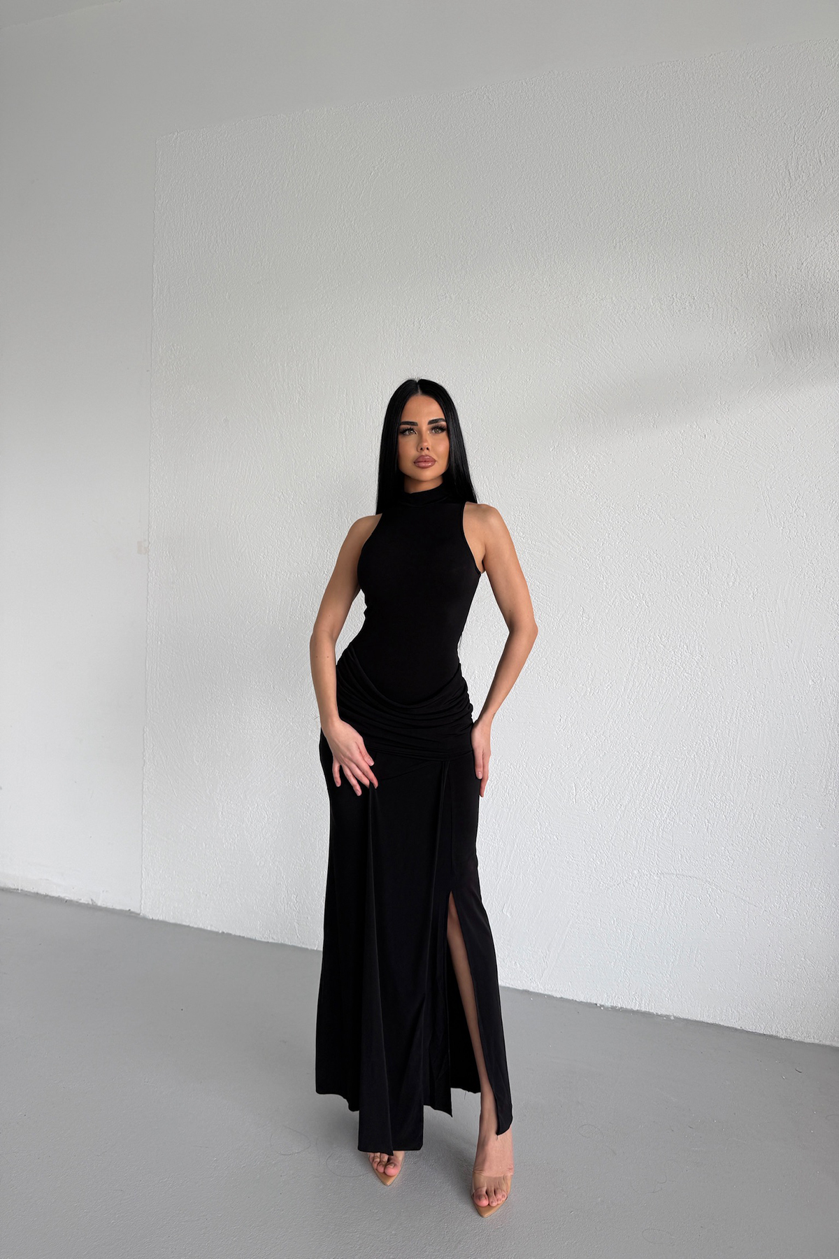 LİLA İSTANBUL  HALTER YAKA TASARIM PRENSES ELBİSE - Görsel 4