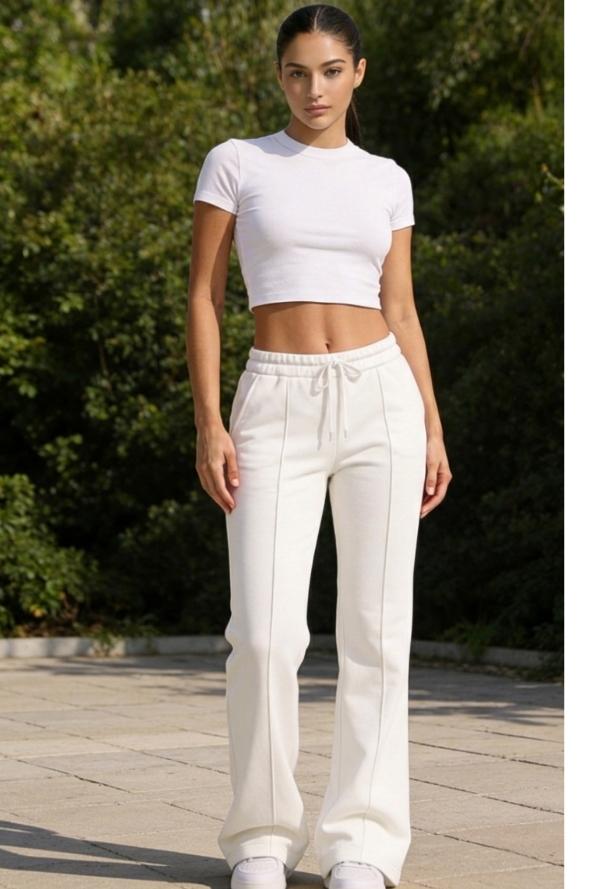 Fancy & Fun  Kadın Bol Paça Çımalı 4 Mevsimlik Beli Lastikli Yan Cepli 3 İplik Kumaş Eşofman alt