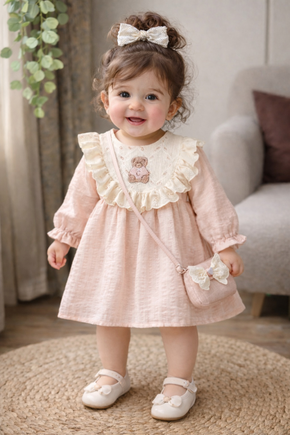 bebekstra  Kız Bebek Bear Çantalı Elbise - Görsel 2