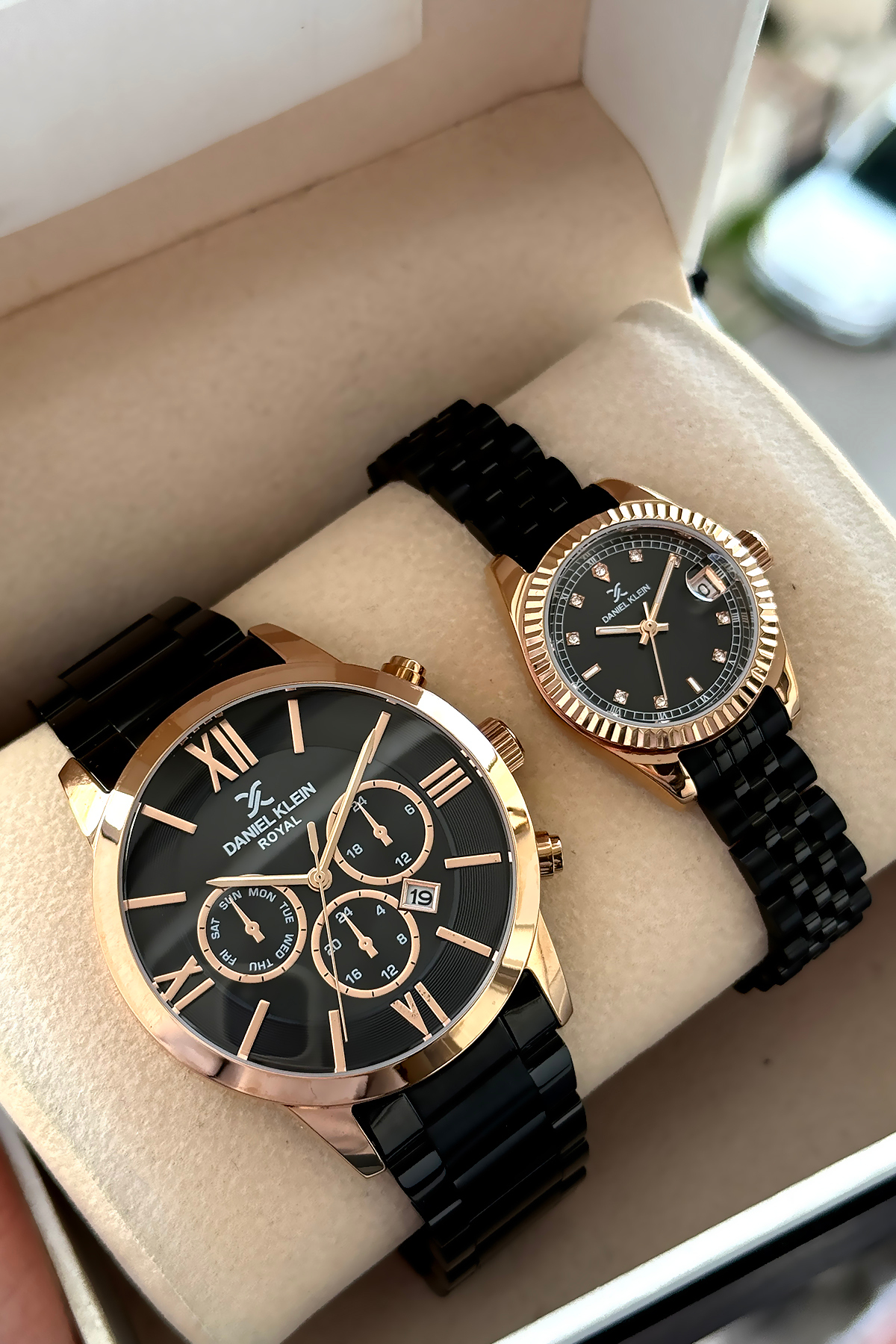 Original 2 Year Warranty Couple Valentine Watch Stainless Steel Black Band Bracelet Gift