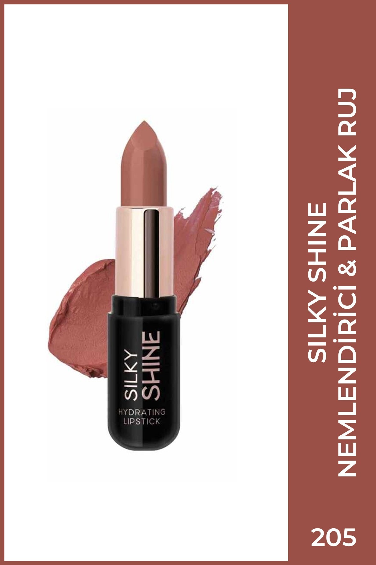 Golden Rose Silky Shine Hydrating Lipstick - 205 Nude - Nemlendirici Ruj