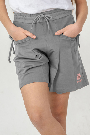 Mışıl Kids Life İs Good Baskılı Cepler Fiyonklu Kız Çocuk Şort