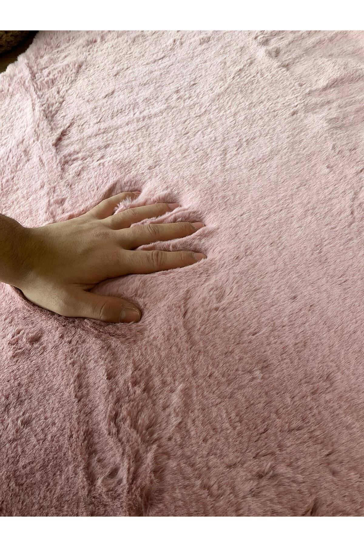 SARAZ HALI Tavşan Tüyü Post Peluş Ultra Yumuşak Post Puffy Pembe fotoğrafı 3 (önizleme)