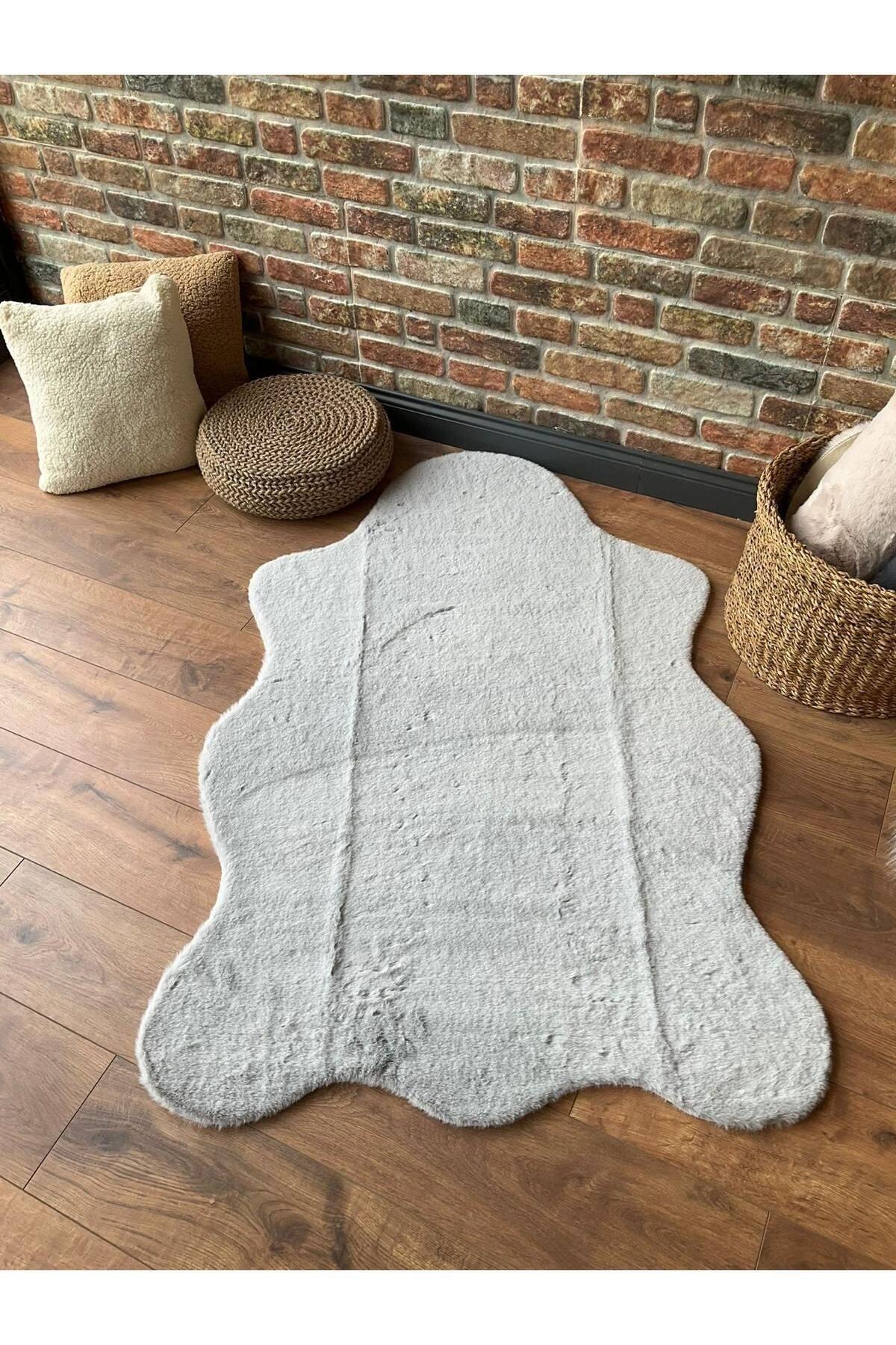 SARAZ HALI Tavşan Tüyü Post Peluş Ultra Yumuşak Post Puffy Gri fotoğrafı 4 (önizleme)