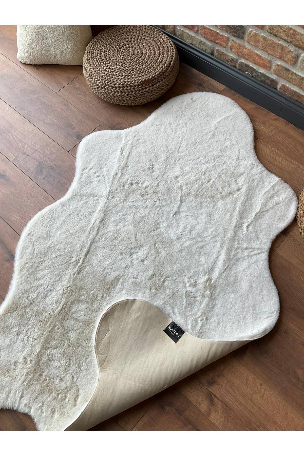 SARAZ HALI Tavşan Tüyü Post Peluş Ultra Yumuşak Post Puffy Krem fotoğrafı 6 (önizleme)