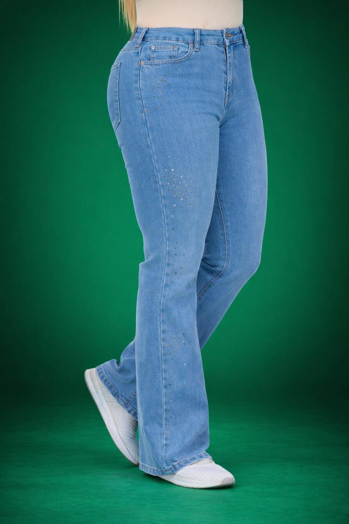 EYLÜLXXL  İSPANYOL PAÇA BÜYÜK BEDEN JEANS PANTOLON - Görsel 4