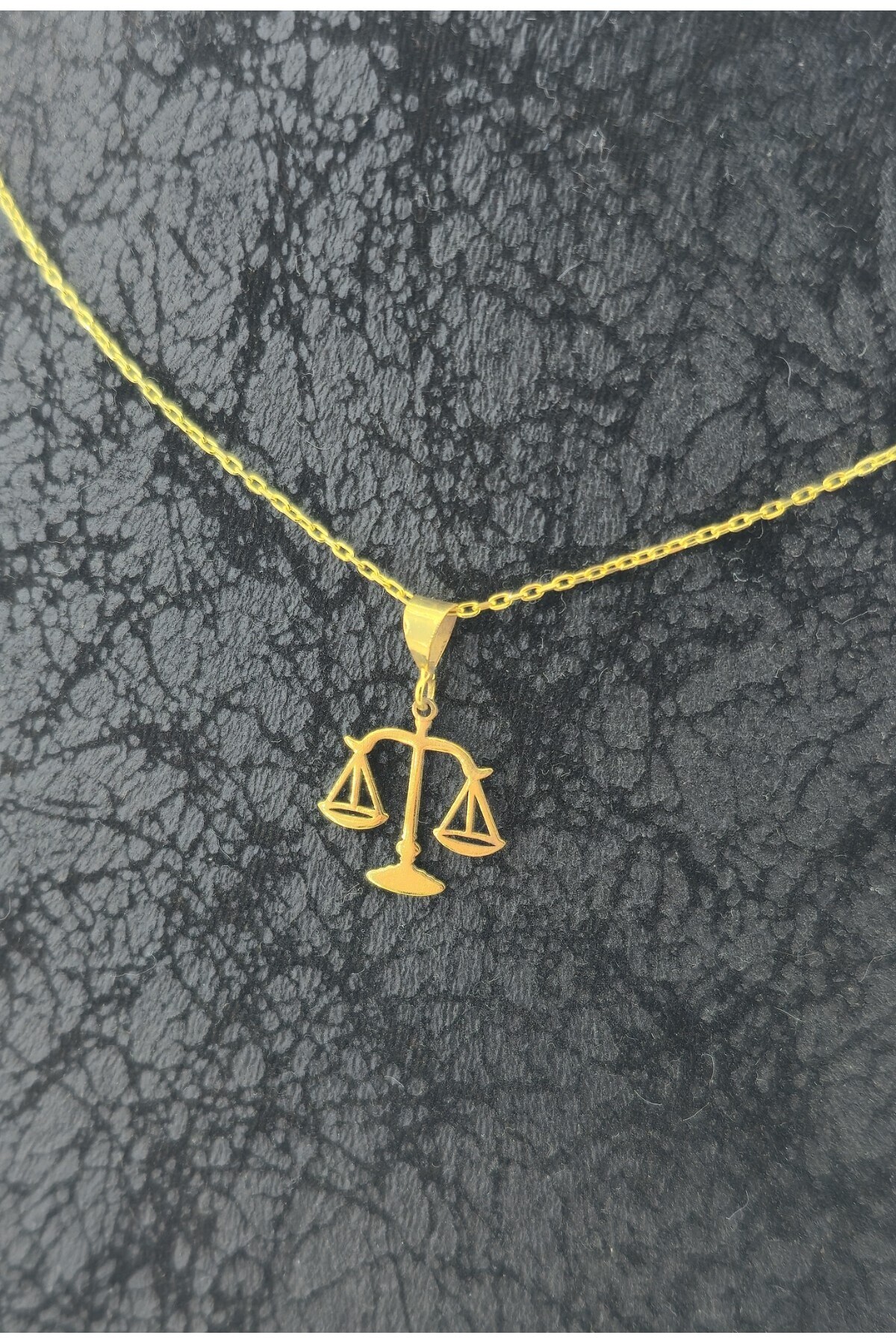 Ziu 925 Ayar Hukuk Adalet Terazisi Gold Gümüş Kolye Uzunluk 45 cm görsel 3