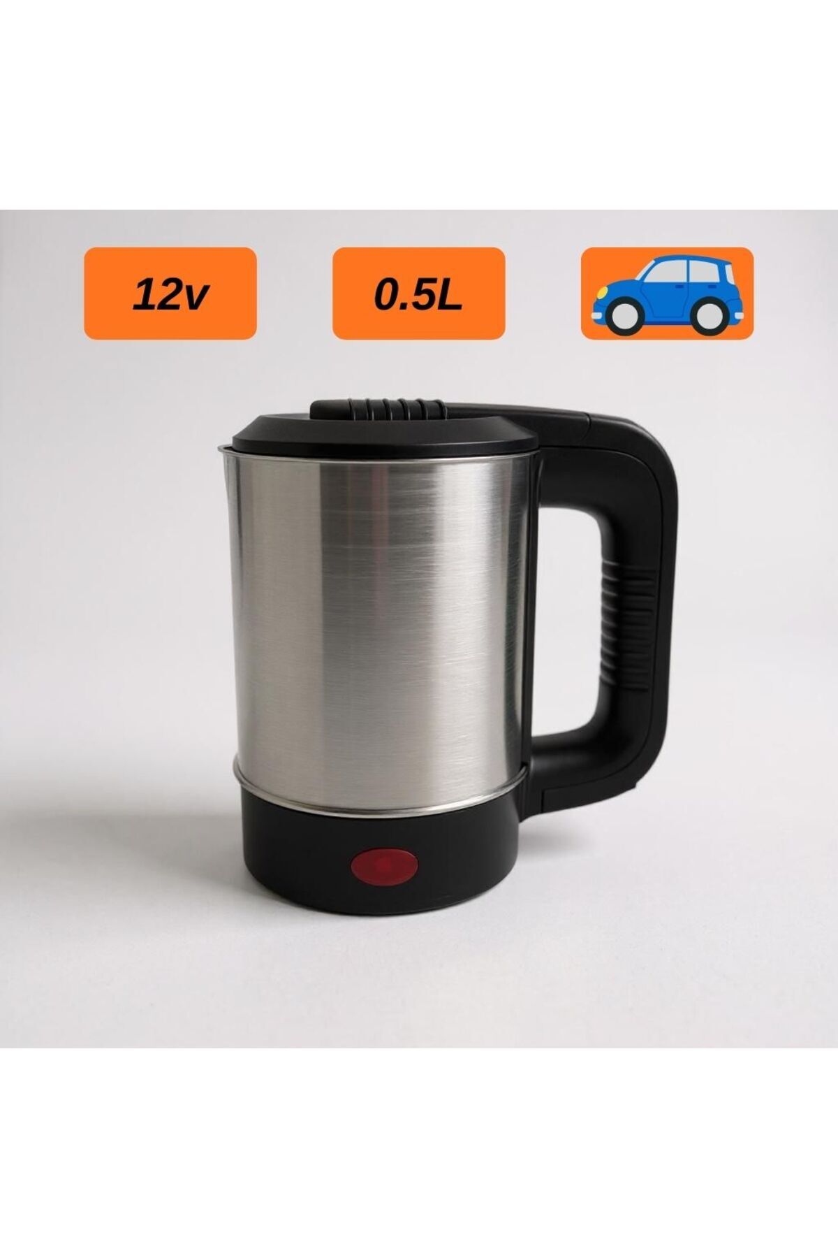Blurry Date Kettle Su Isıtıcı Araç İçi Oto Çakmaklık Girişli Çelik 0.5LT 12Volt Hafif Ticari Araçlar İçin