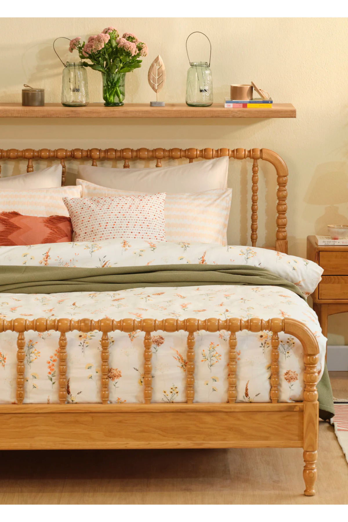 100% Cotton Satin Leora Single Duvet Cover Set Salmon (160x220 cm)