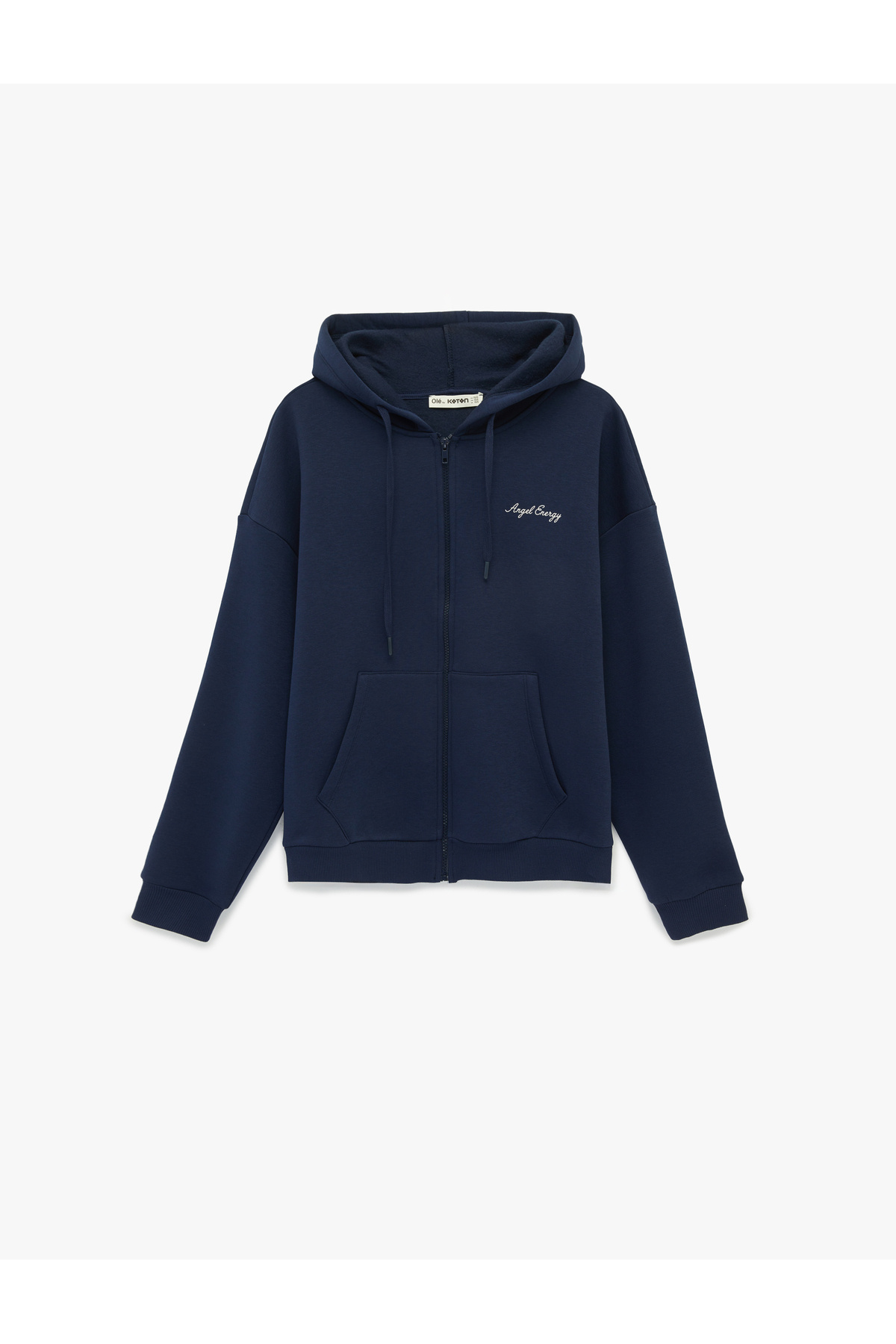 Koton  Şardonlu Fermuarlı Kanguru Cepli Taşlı Baskılı Kapüşonlu Sweatshirt - Görsel 4