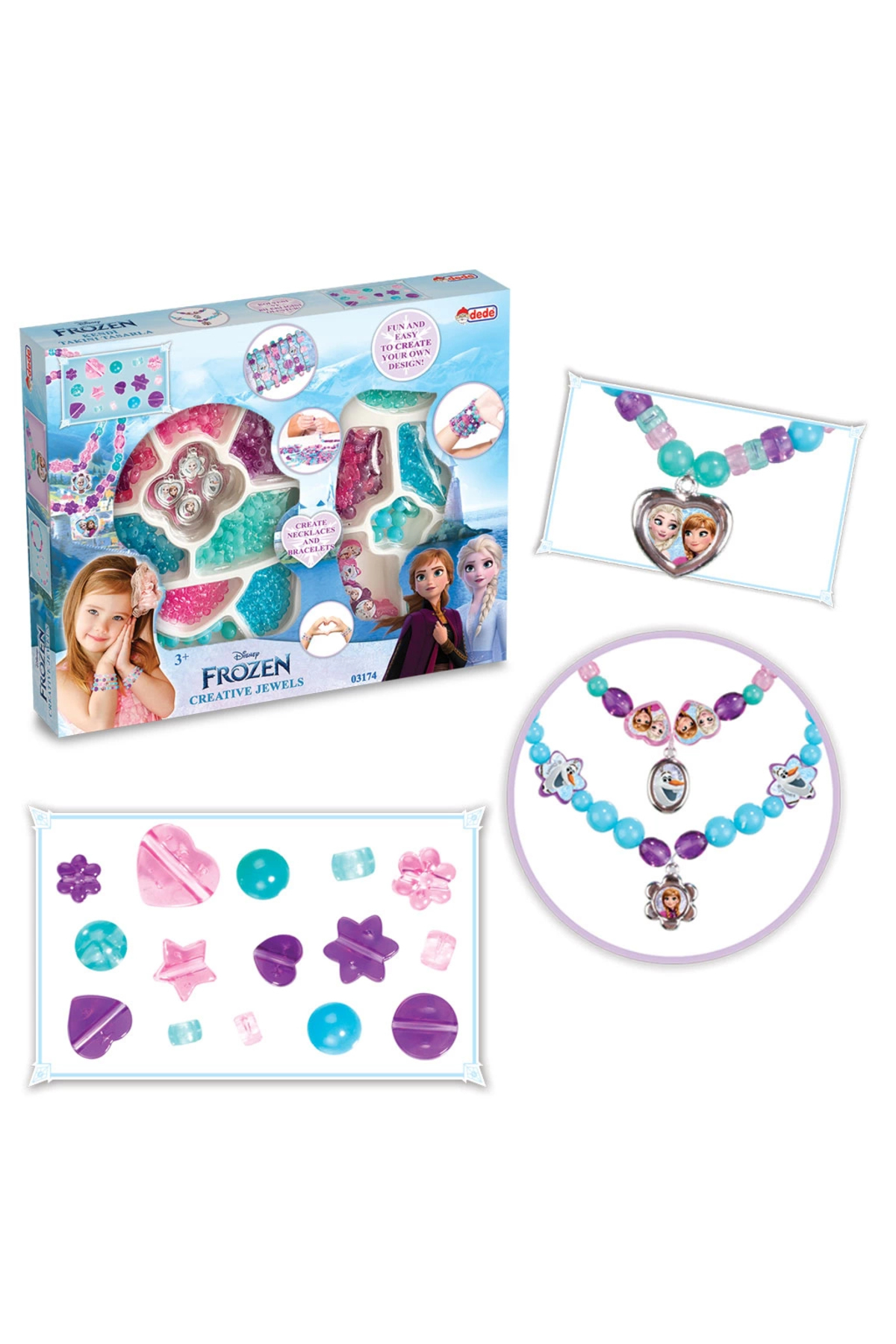 Karlar Ülkesi – Frozen Dede Toys Toy Large Size Beads Jewelry Set Girl Children's Jewelry Making Hobby Set Jewelry Beads