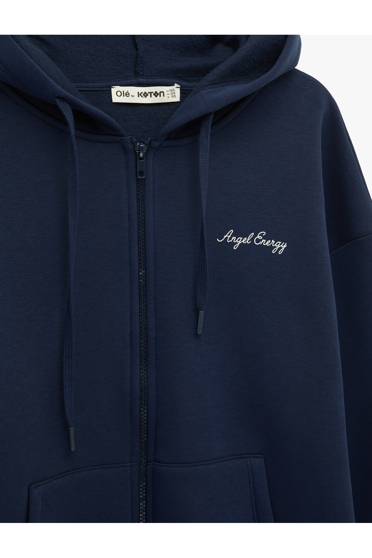 Koton  Şardonlu Fermuarlı Kanguru Cepli Taşlı Baskılı Kapüşonlu Sweatshirt - Görsel 6