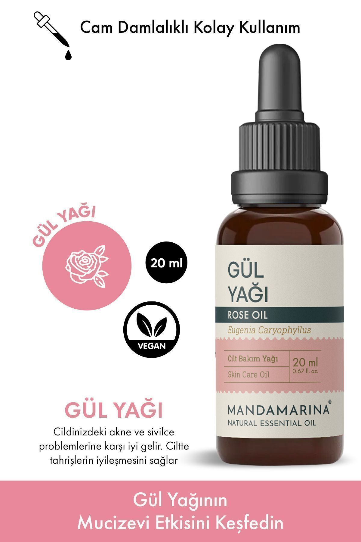 Gül Yağı Enerji & Cilt & Dişi Frekans Arttiran 20 ml — 050 — تصویر 2 از 3