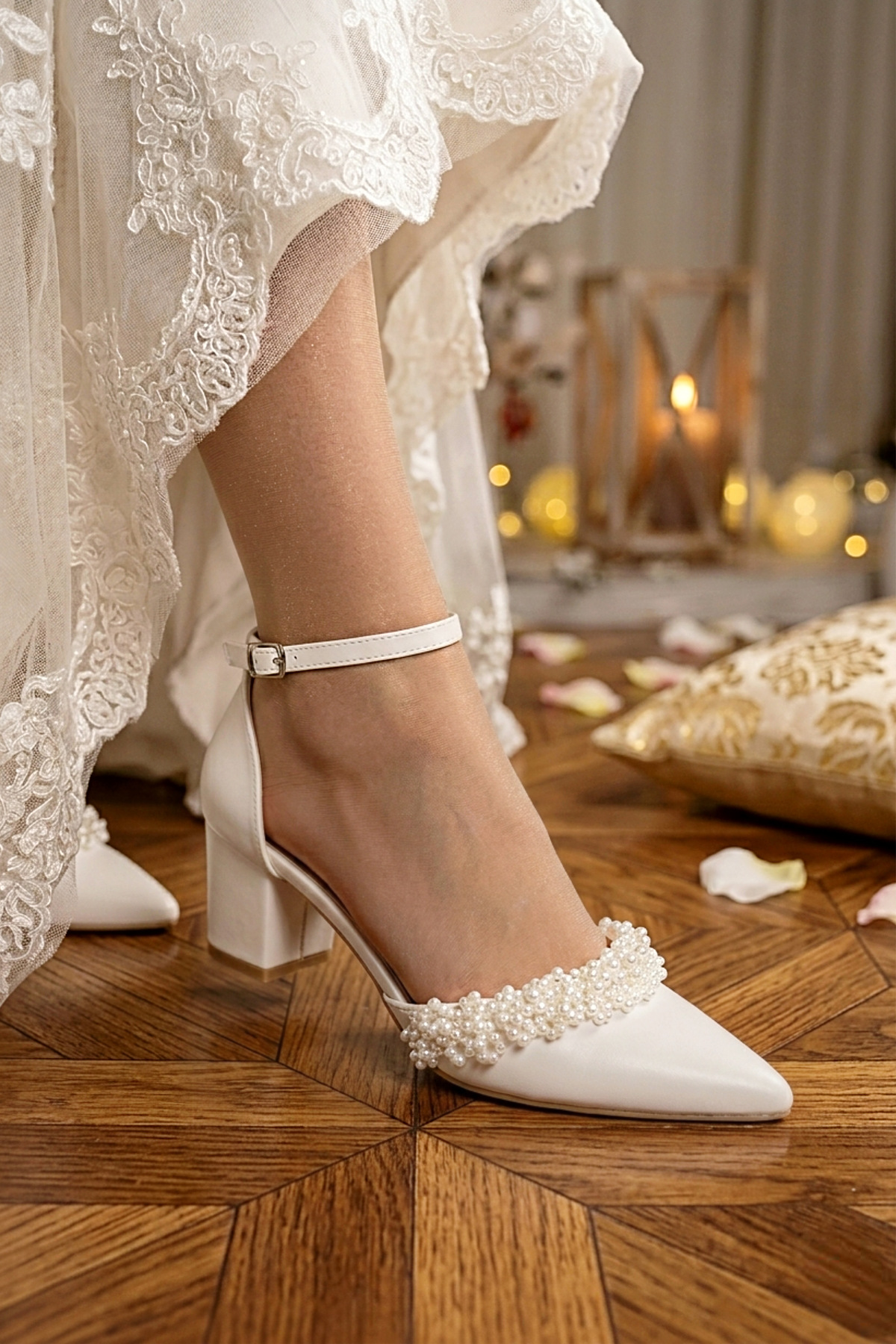 Modavien Női Sedef 5 cm-es gyöngyházas menyasszonyi cipő